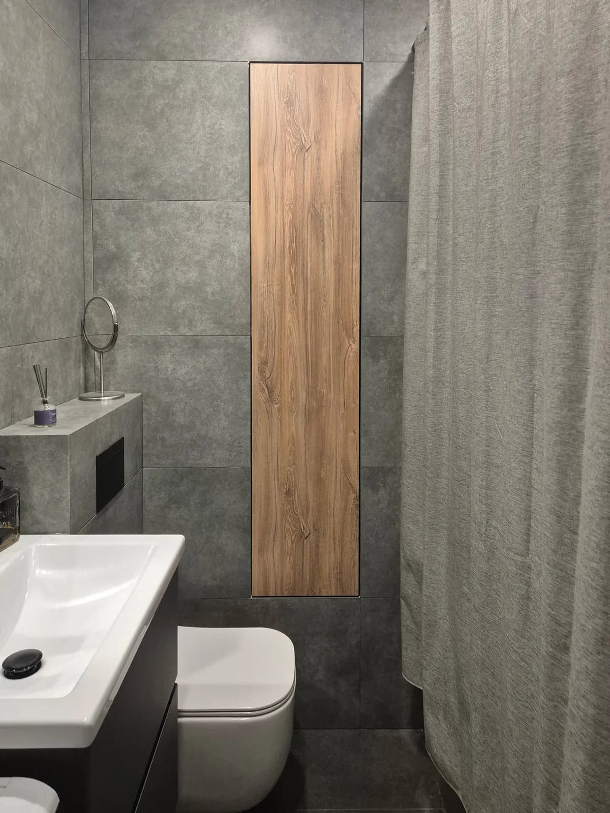 Wąska szafka do wnęki w łazience 37 cm — zdjęcie realizacji