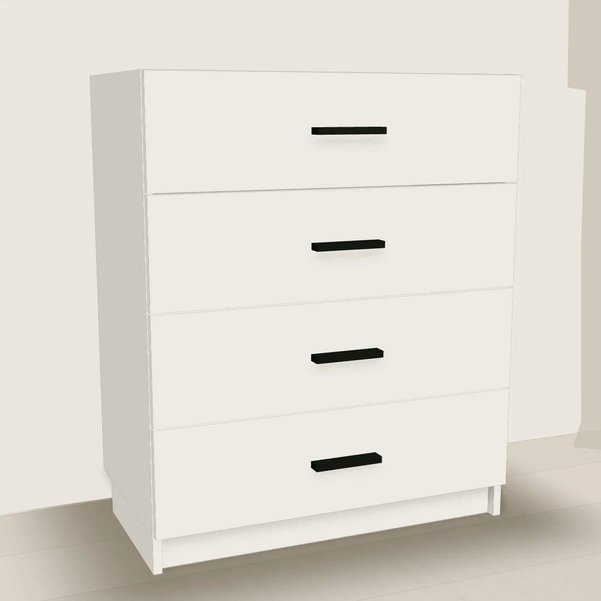 Komoda 70 cm biała na cokole — wizualizacja 3D
