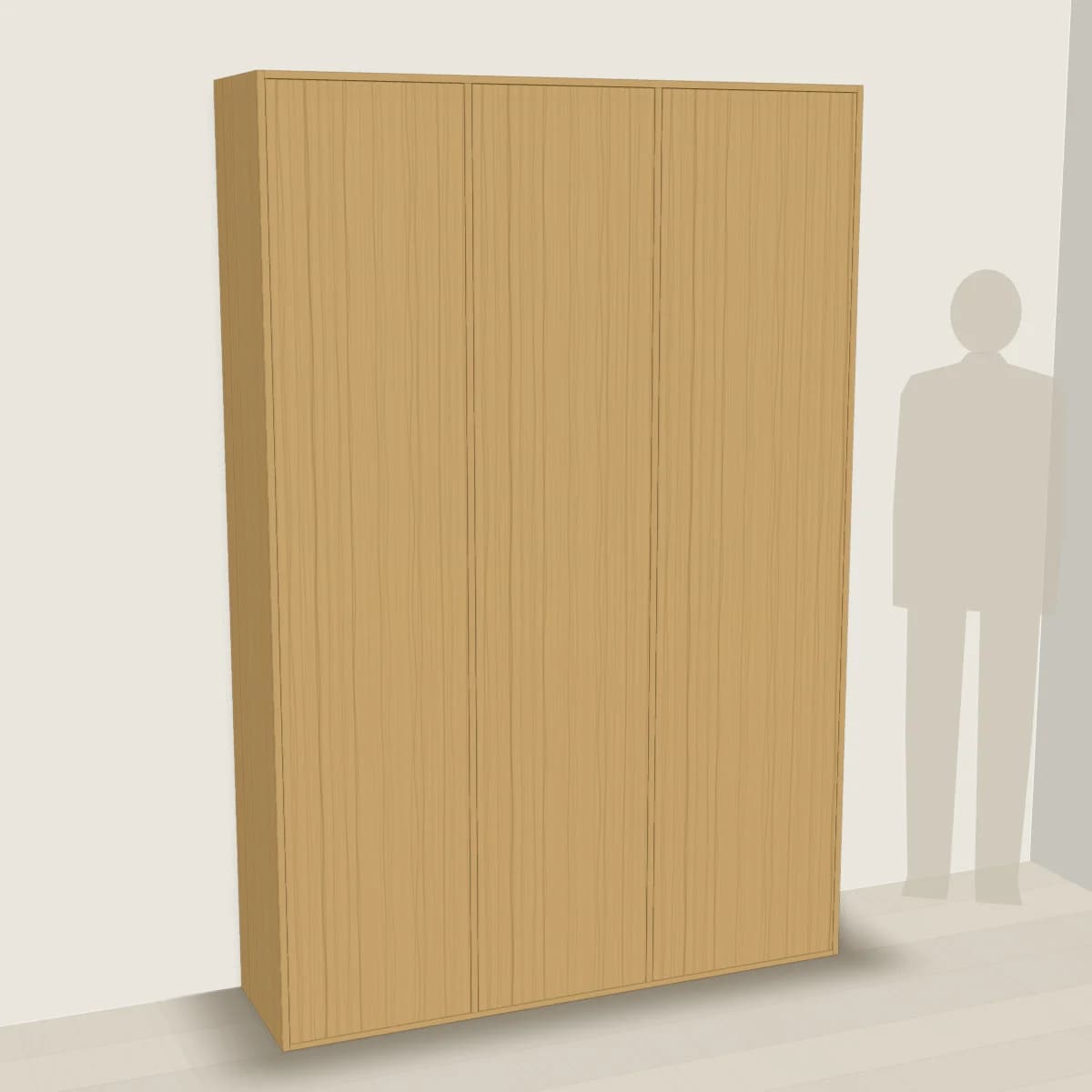 Płytka szafa do wnęki, dąb — wizualizacja 3D