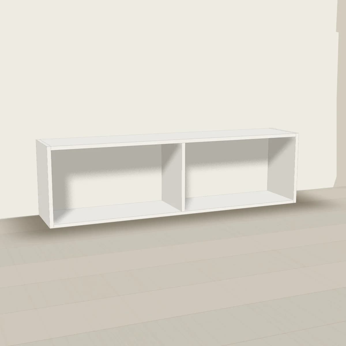 Półka ścienna 120 cm z przegrodą — wizualizacja 3D