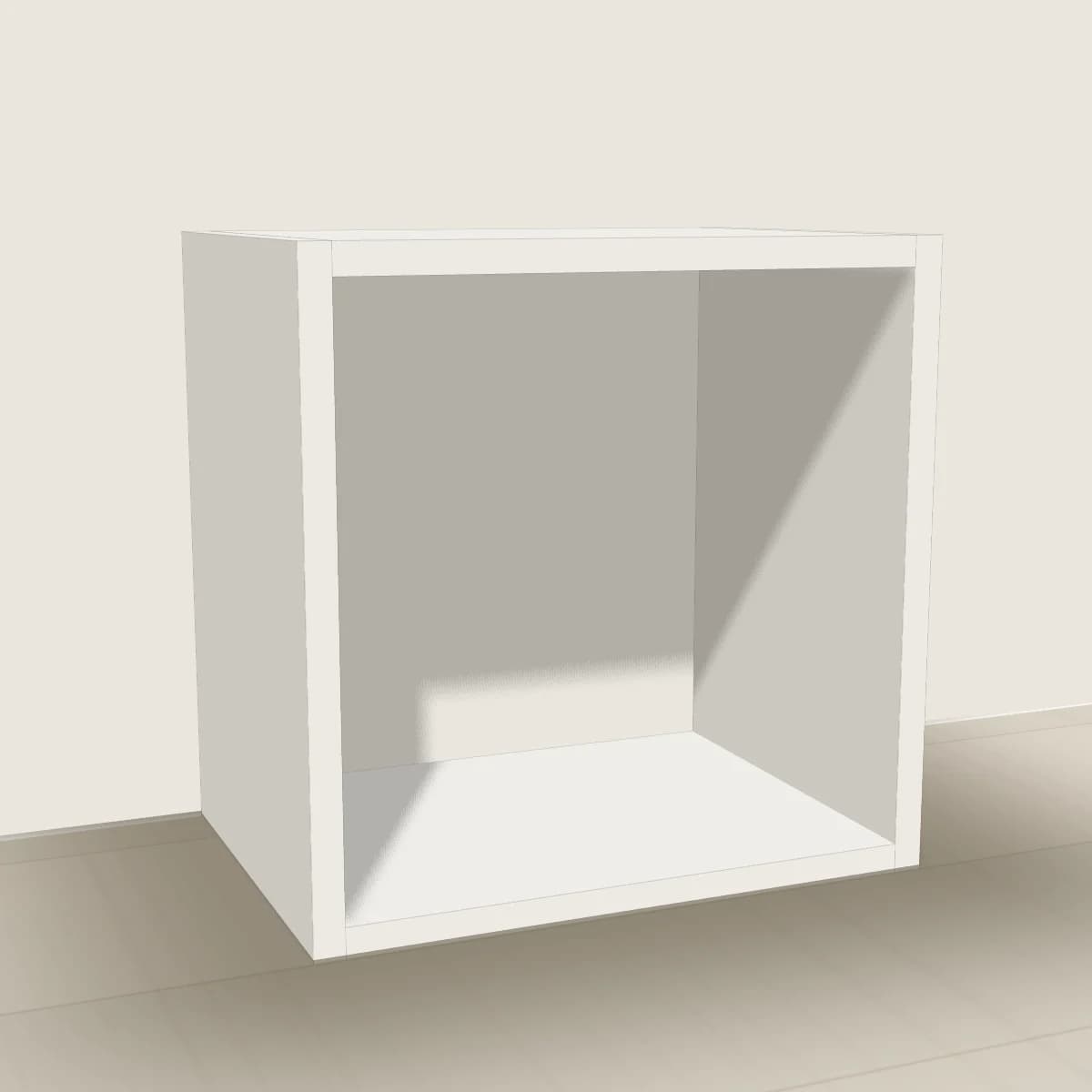 Półka ścienna kostka 34 cm, biała — wizualizacja 3D