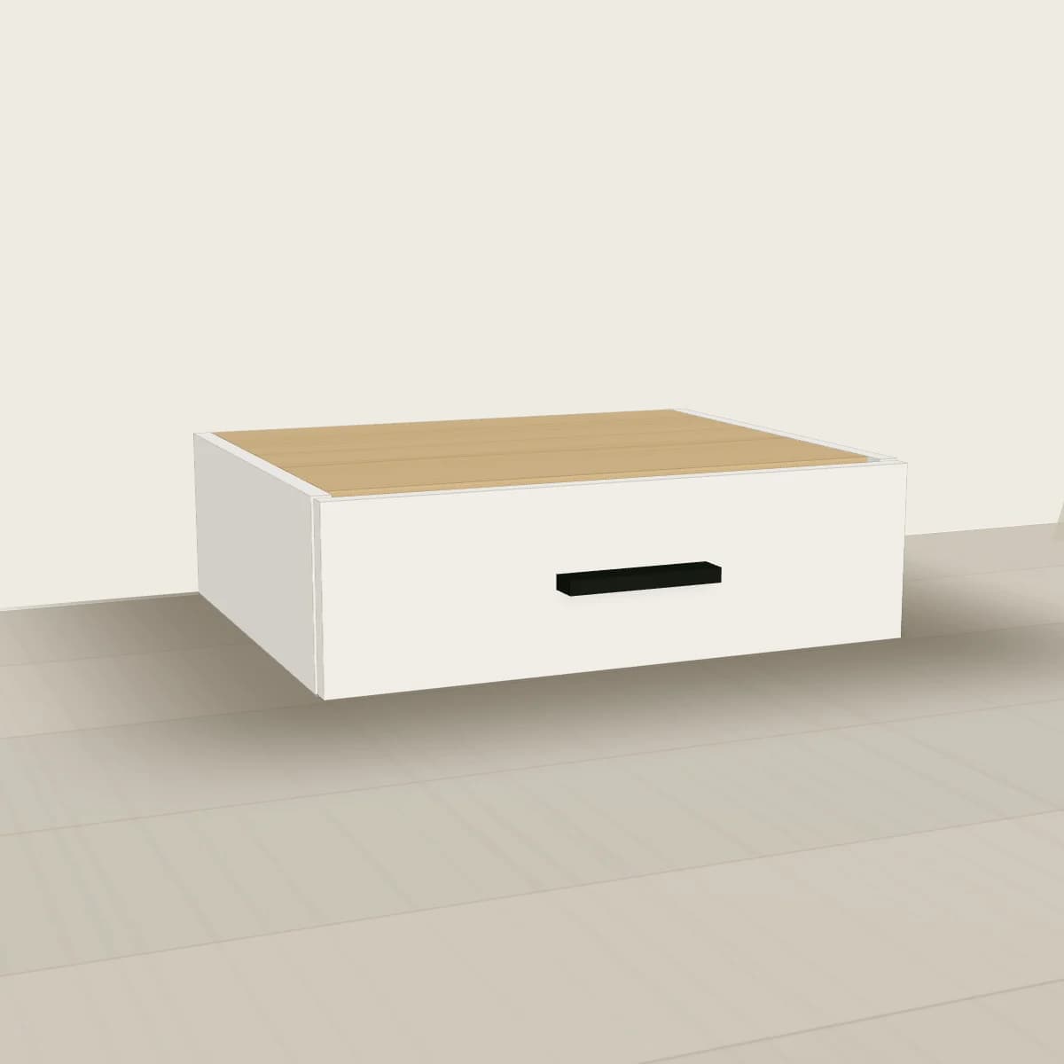 Półka ścienna z szufladą 50 cm — wizualizacja 3D