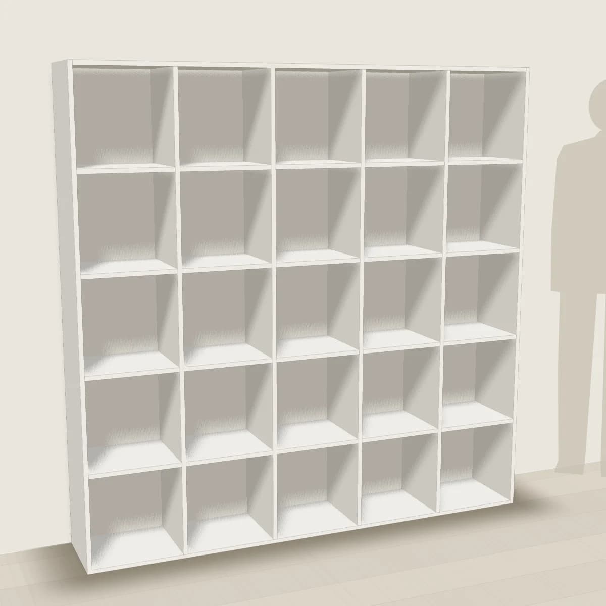 Regał 5×5 biały, 178 cm — wizualizacja 3D
