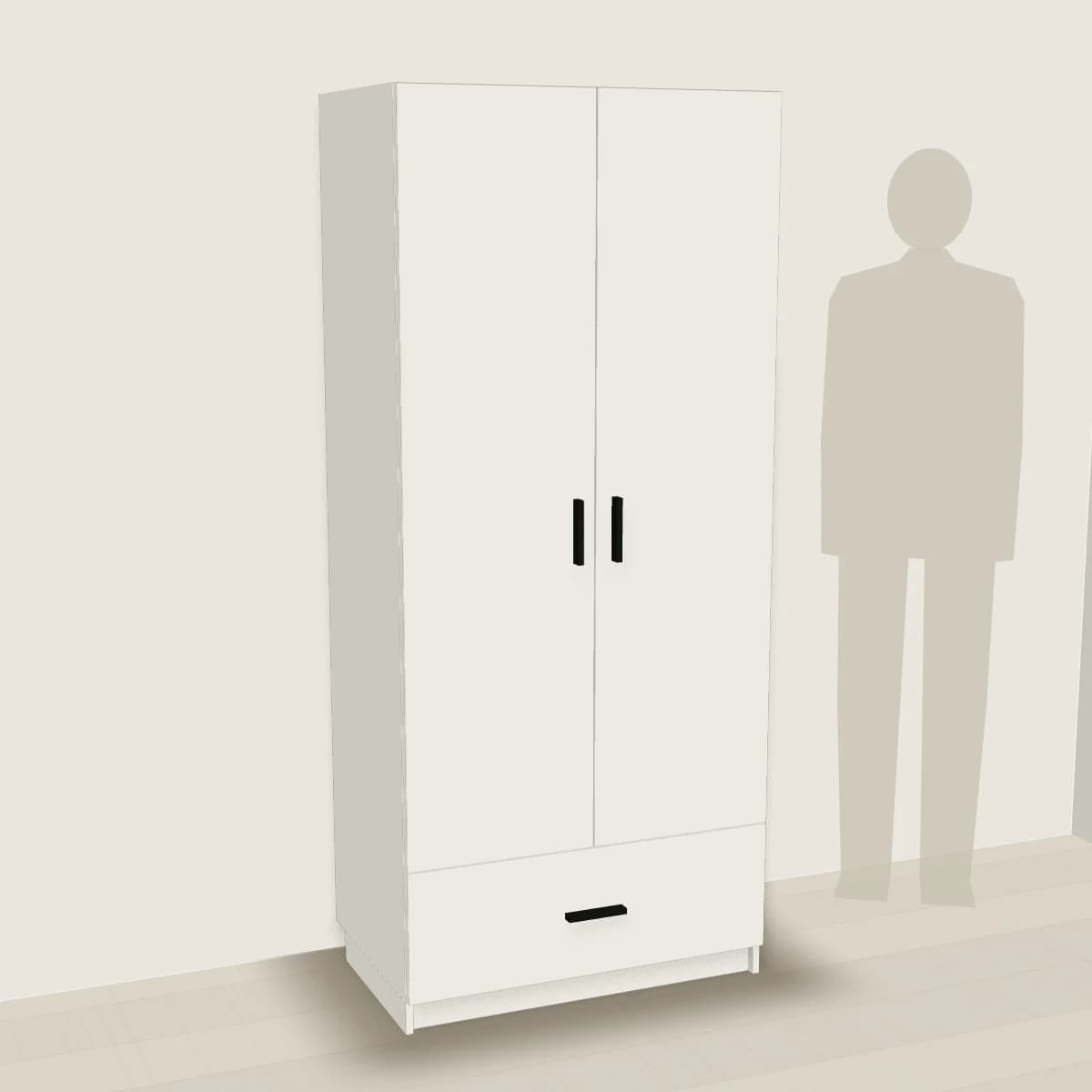 Szafa 80 cm z szeroką szufladą — wizualizacja 3D