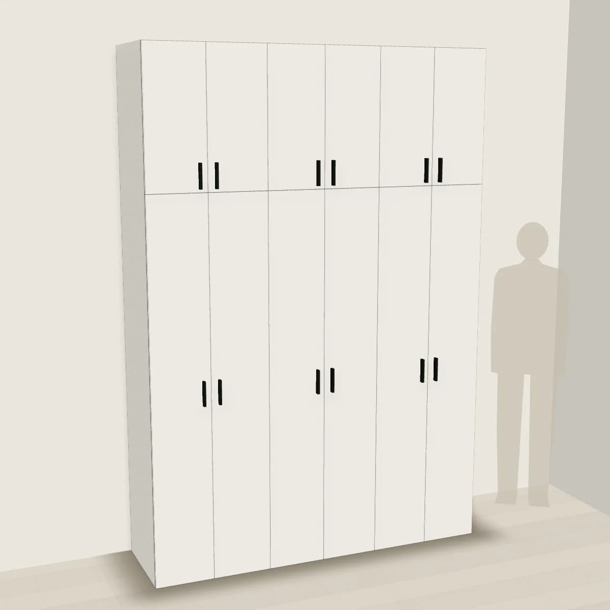 Szafa do wąskiego korytarza pod sufit — wizualizacja 3D