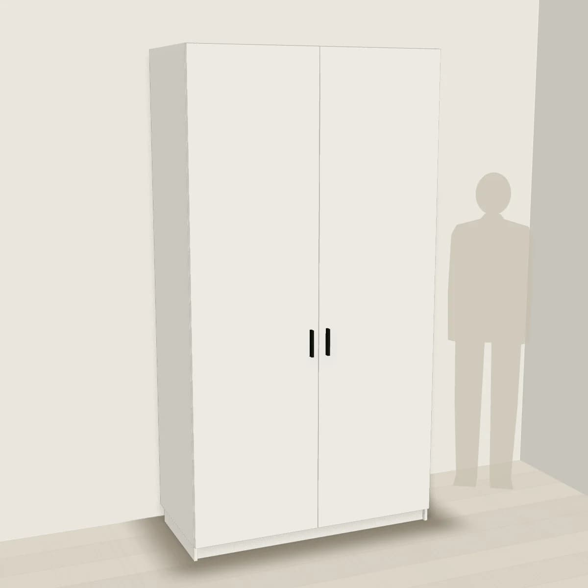 Szafa ubraniowa dwudrzwiowa 125 cm — wizualizacja 3D