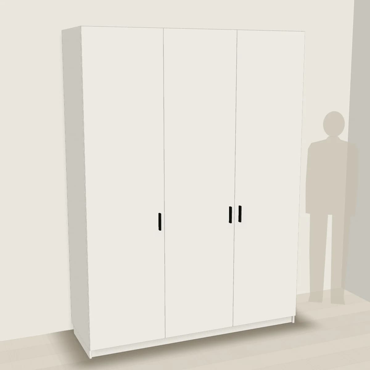 Szafa ubraniowa trzydrzwiowa 177 cm — wizualizacja 3D