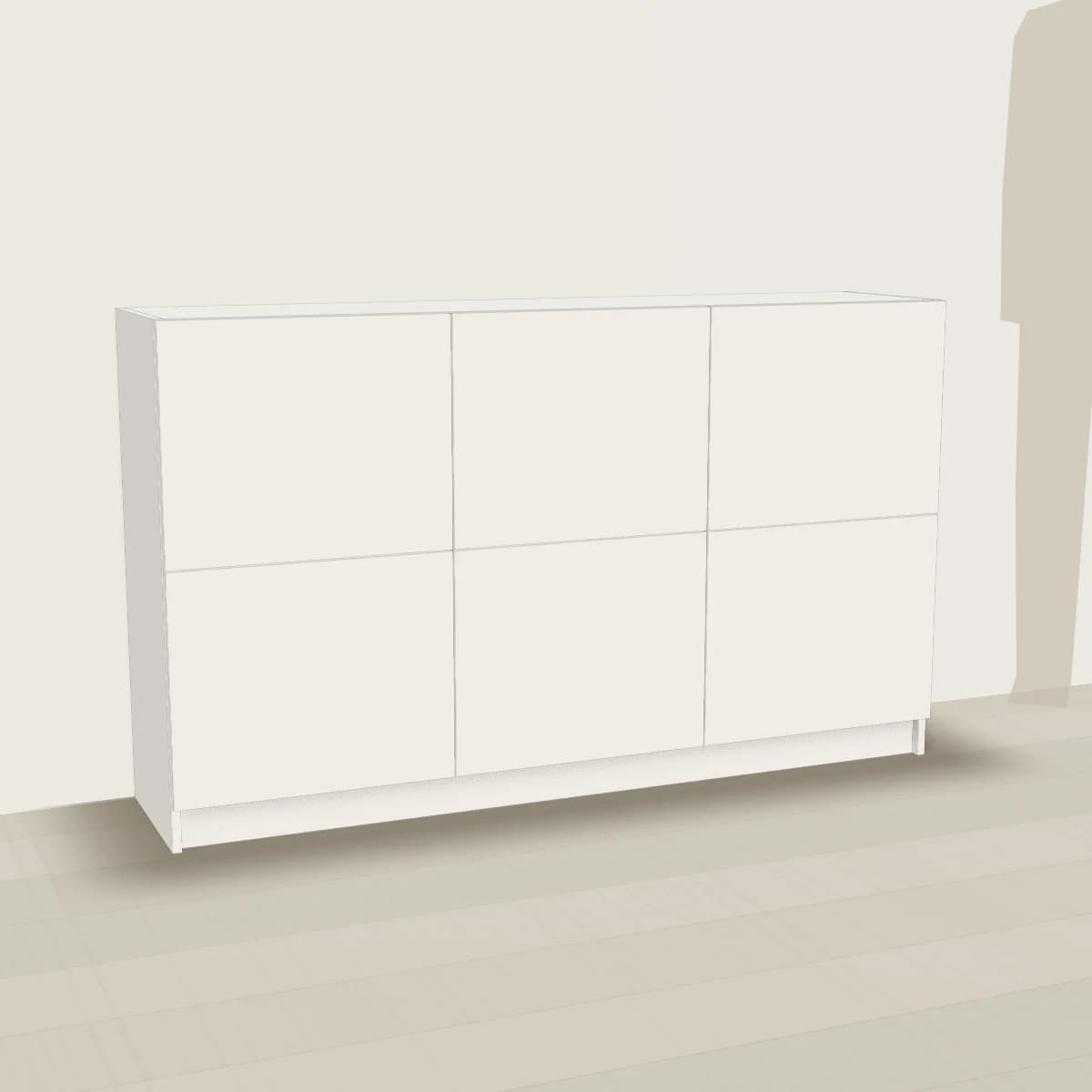 Szafka do przedpokoju 150 cm, 6 drzwiczek — wizualizacja 3D
