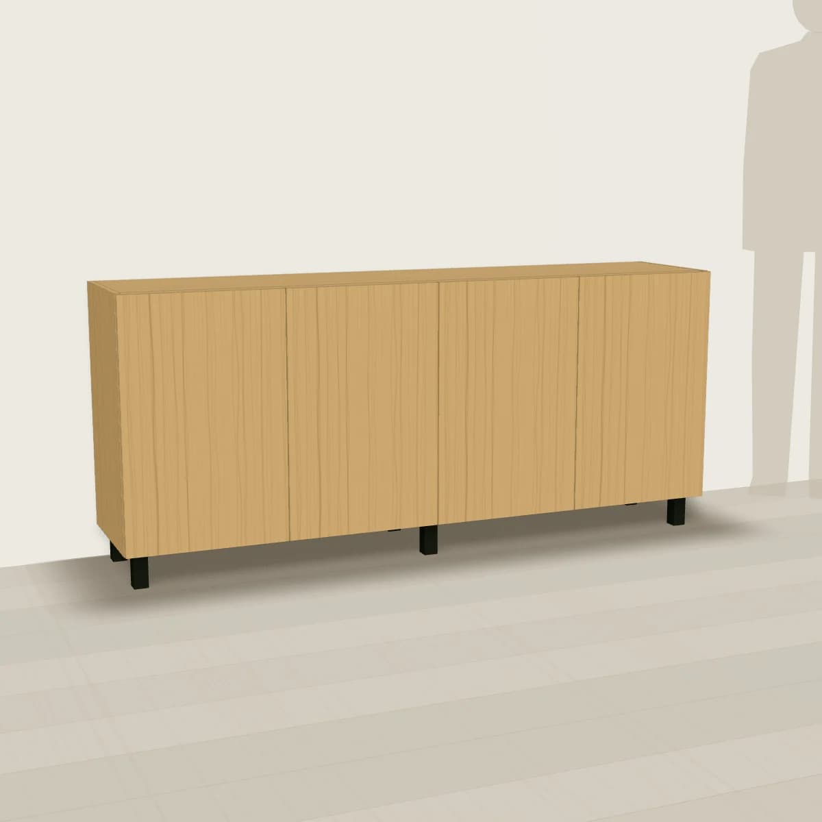Szafka do wnęki 180 cm, dąb — wizualizacja 3D