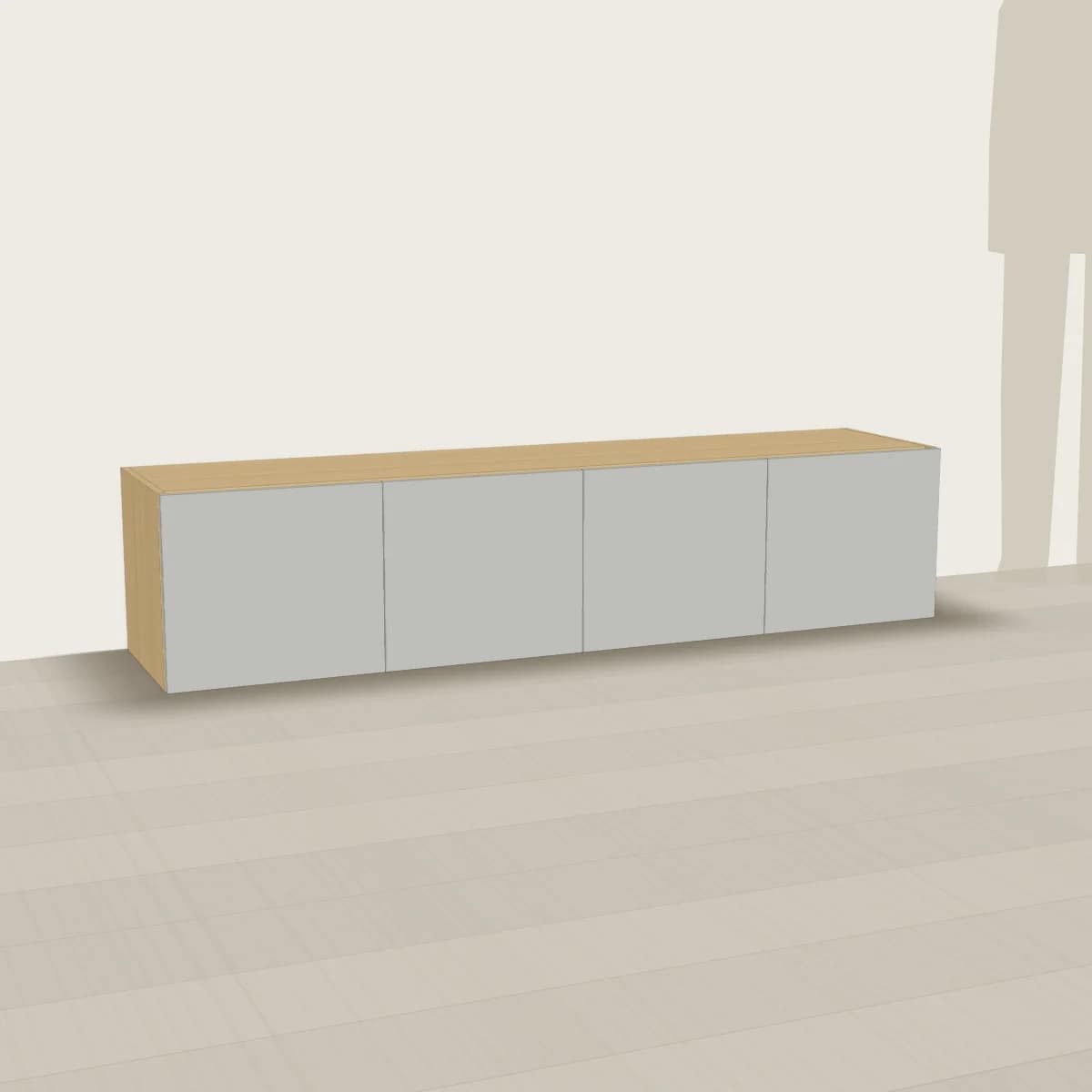 Wisząca szafka RTV 180 cm, dąb sonoma — wizualizacja 3D