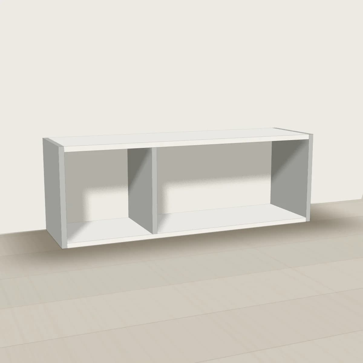 Półka ścienna 85 cm szara, dwa pola — wizualizacja 3D