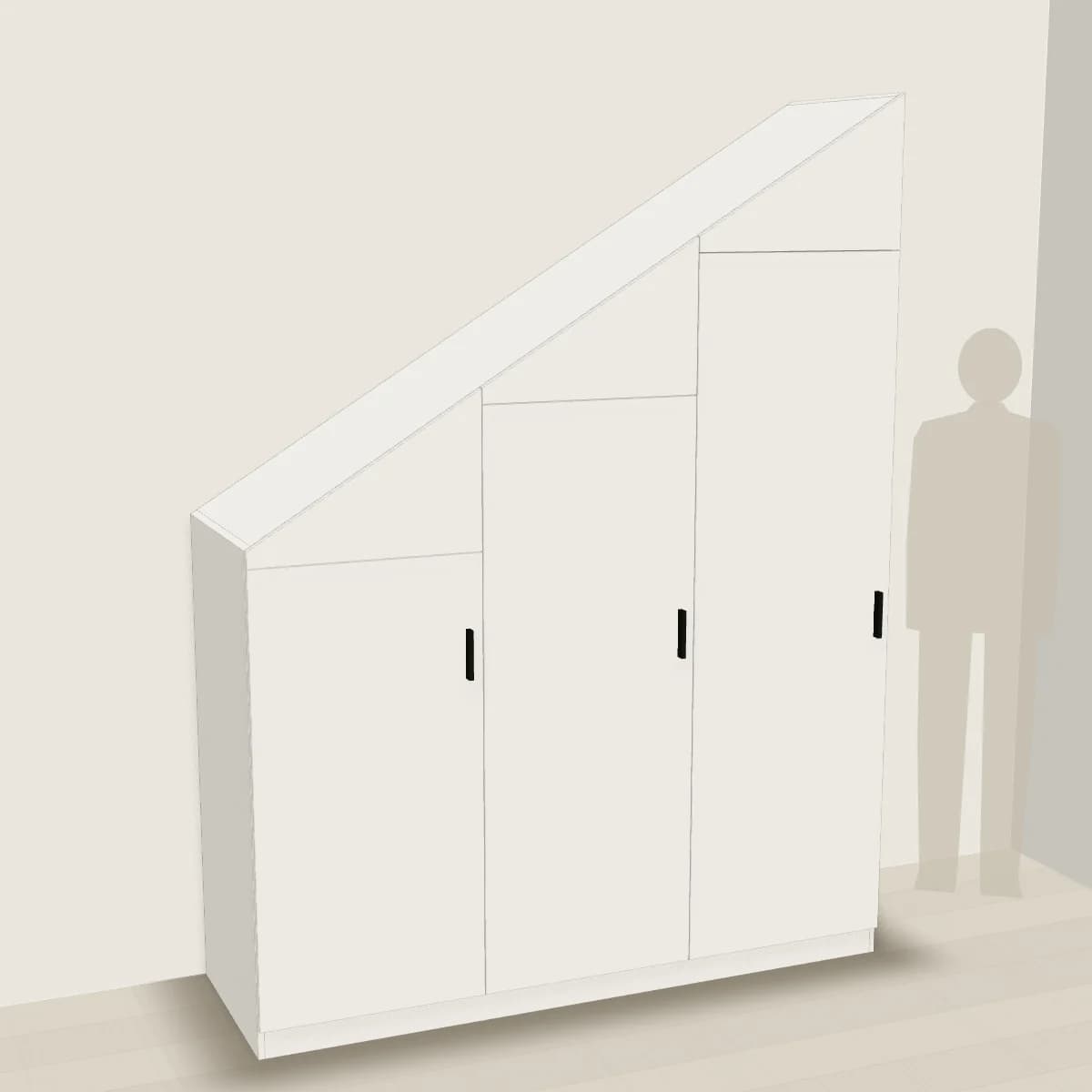 Szafa pod skos 180 cm — wizualizacja 3D